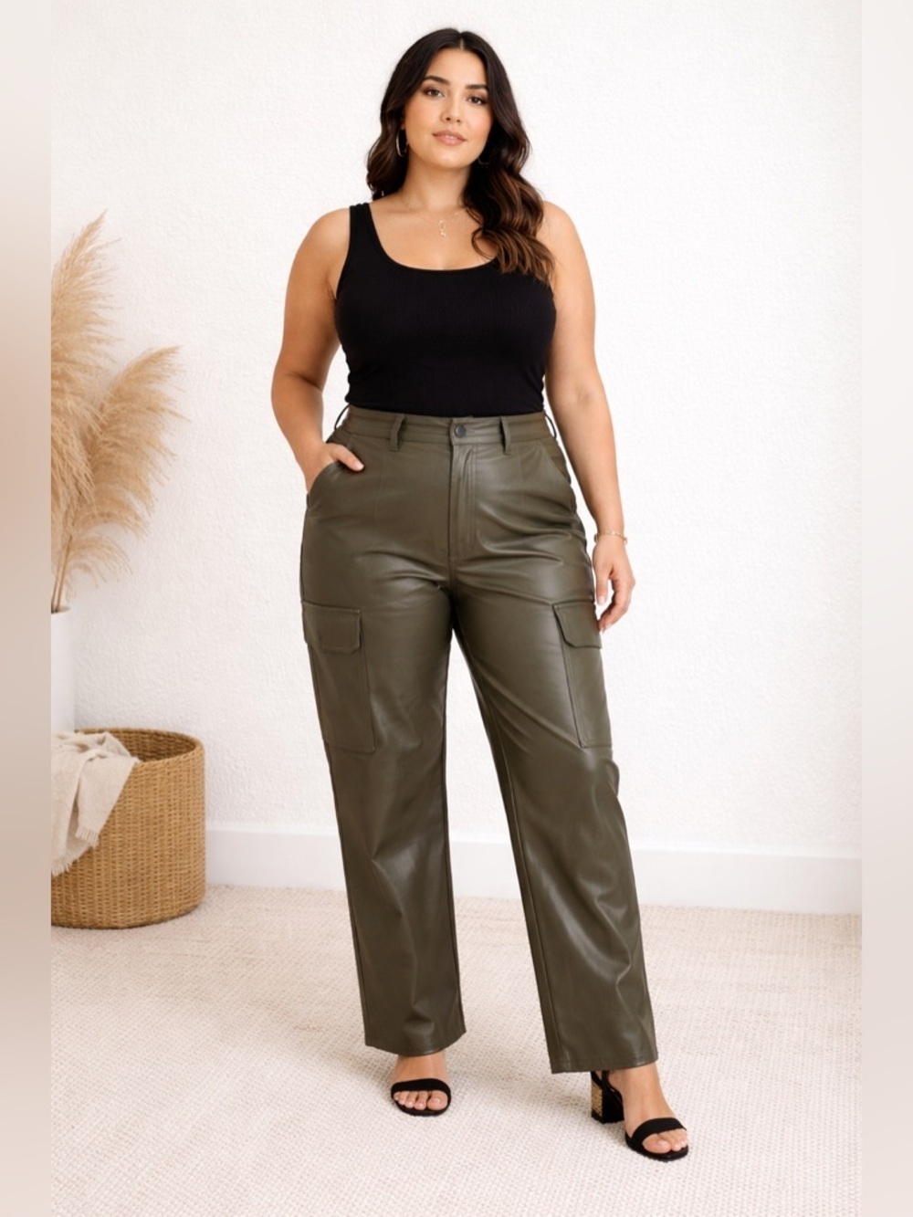 Tgla Vegan Leather Cargo Pants